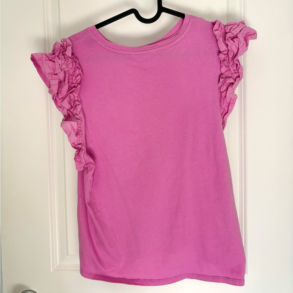 Pink Ruffle Sleeve Top